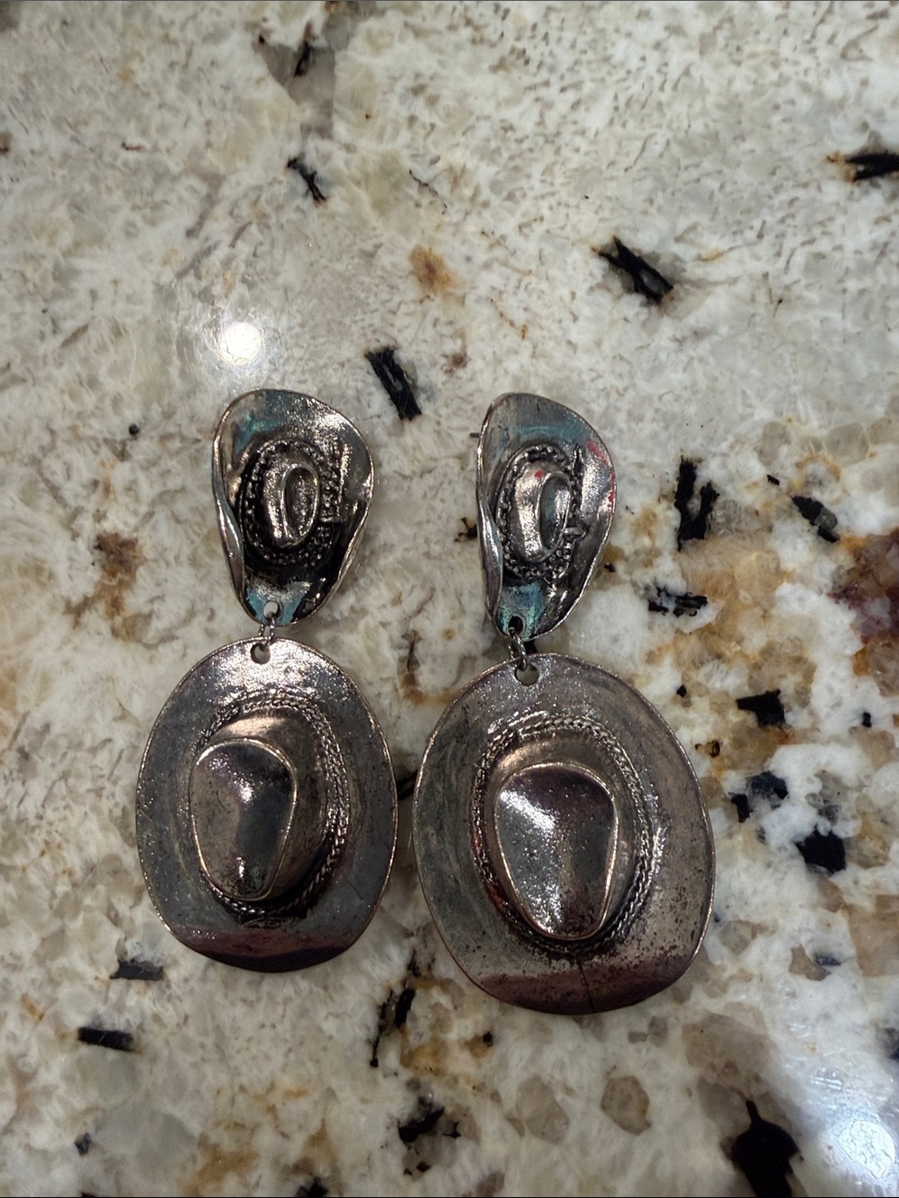 Silver-Tone Cowboy Hat Drop Earrings - Women Jewelry